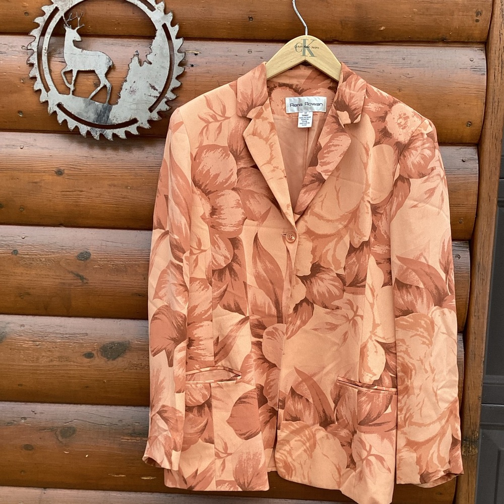 Silk Blazer Rena Rowan SZ 10 VNPLC Bloomingdale’s Peach